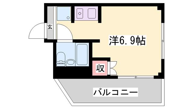 エレーヴ新在家(1K/4階)の間取り写真