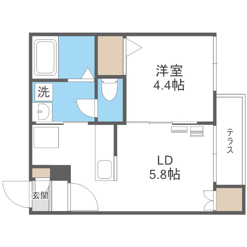 GRANMODE山鼻(1LDK/2階)の間取り写真