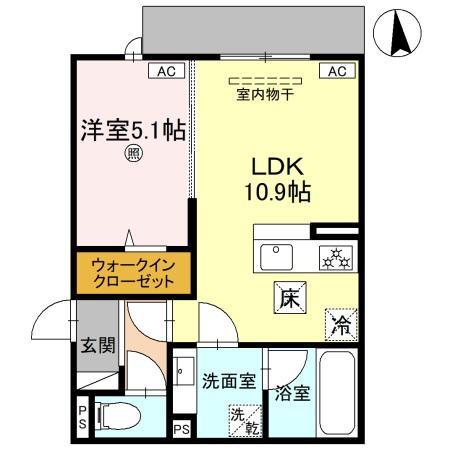 BRILANT(1LDK/1階)の間取り写真