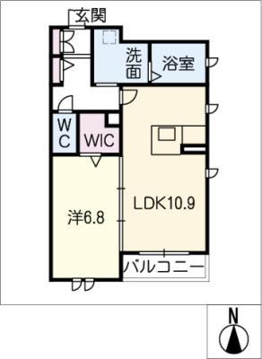 カトル・カール小本本町II(1LDK/1階)の間取り写真