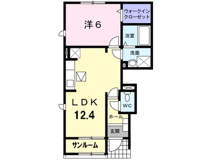 ヴァンベール I(1LDK/1階)の間取り写真