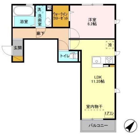 DROOM SAKURA.B(1LDK/3階)の間取り写真
