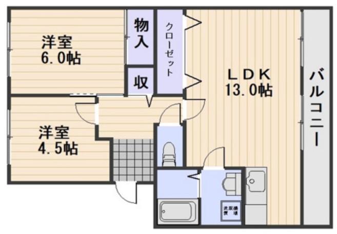 ジョイフル今(2LDK/3階)の間取り写真