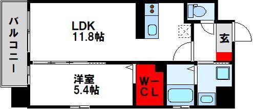 MUU.黒崎(1LDK/9階)の間取り写真