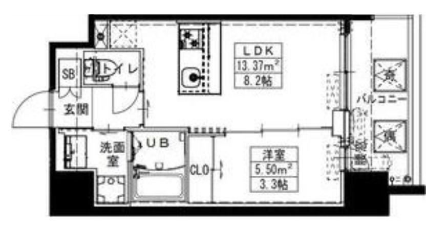 S-RESIDENCE難波西ALTER(1LDK/9階)の間取り写真
