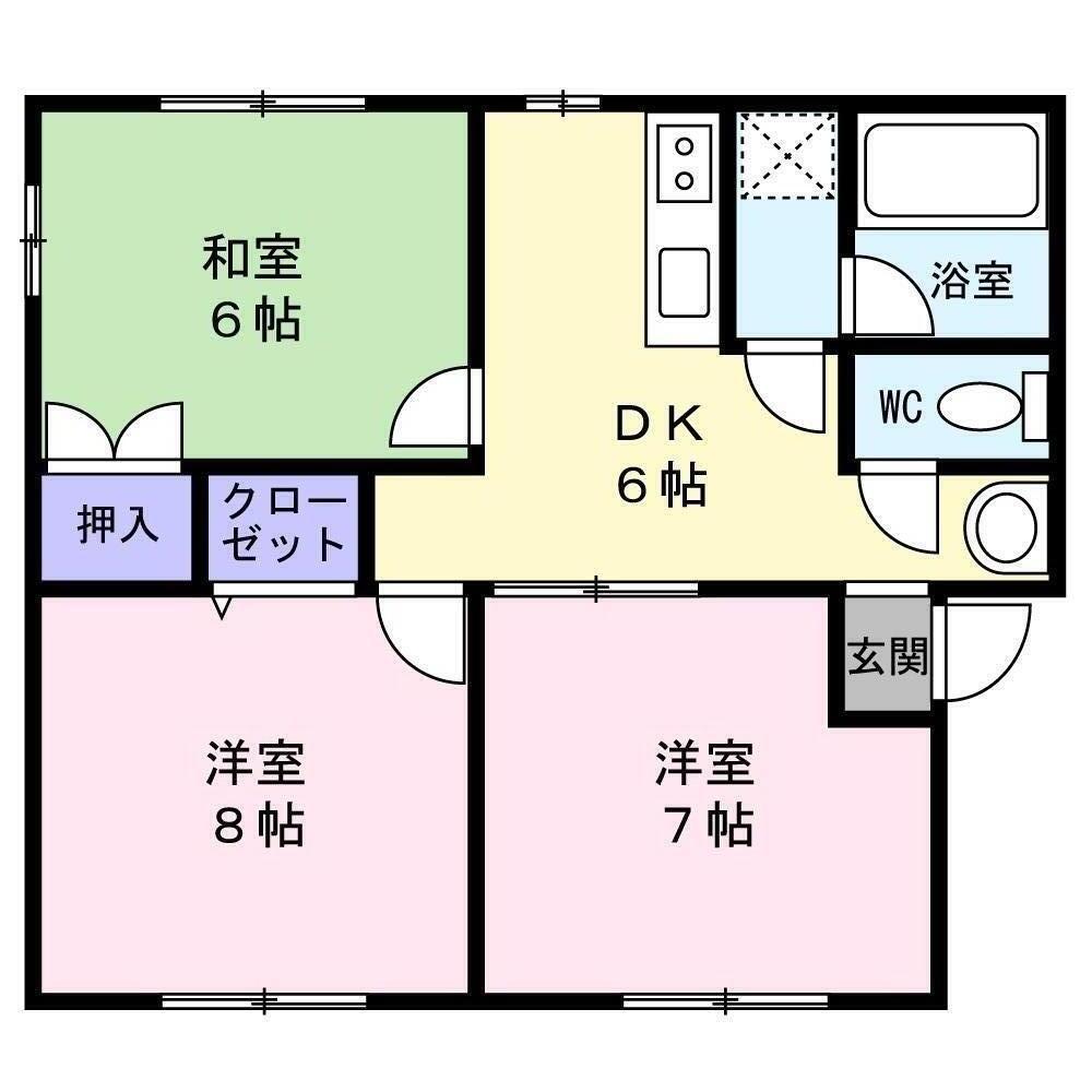 コーポ鈴木(3DK/2階)の間取り写真