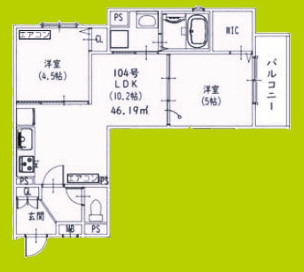 ピレーネ北条V(2LDK/3階)の間取り写真