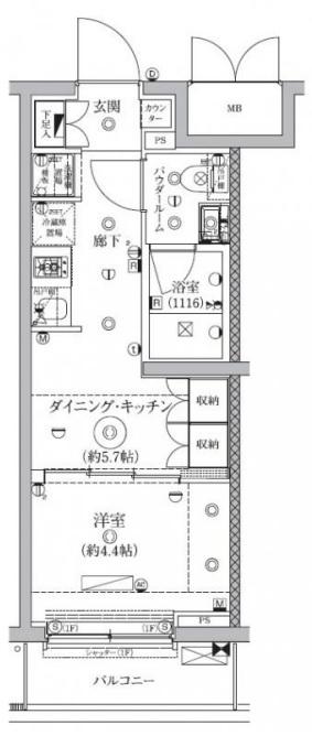 セジョリ鵜の木(1DK/3階)の間取り写真