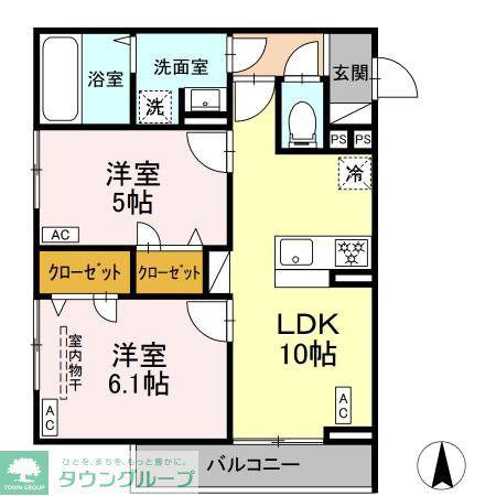 D PAINA殿町(2LDK/2階)の間取り写真
