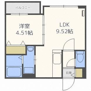 プレジング発寒(1LDK/4階)の間取り写真