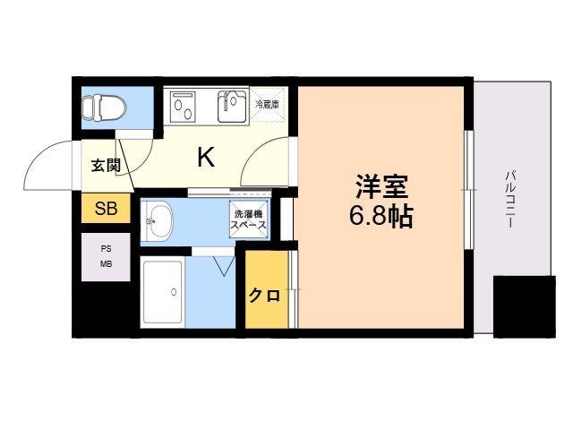 DSタワー大博通(1K/7階)の間取り写真
