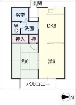ハイツクリビア(2DK/1階)の間取り写真