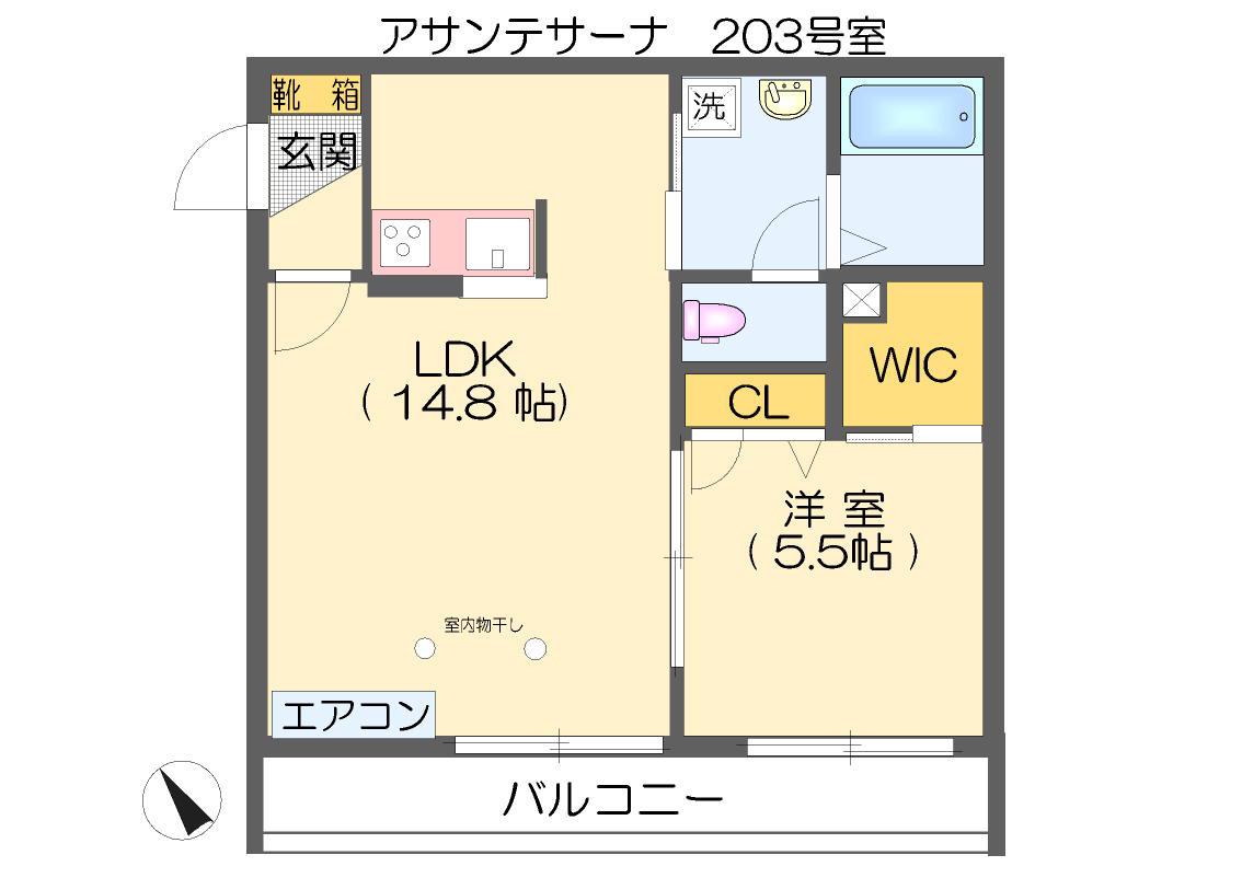 SHMアサンテサーナ(1LDK/2階)の間取り写真