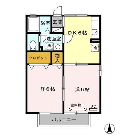 ナチュール清和(2DK/2階)の間取り写真