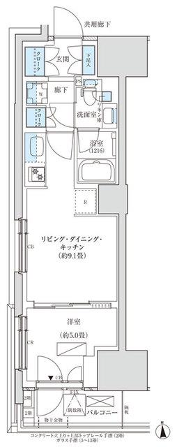 パークアクシス品川天王洲アイル(1LDK/8階)の間取り写真