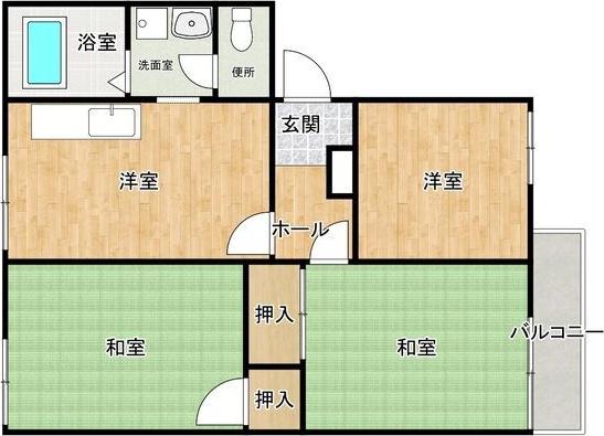 カーサK2(3DK/2階)の間取り写真