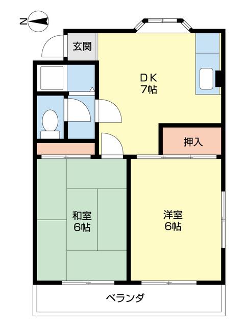 マンション神前II(2DK/2階)の間取り写真