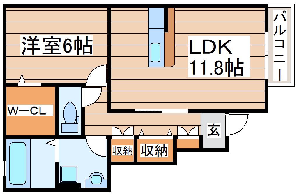 アサンテ サーナ(1LDK/1階)の間取り写真