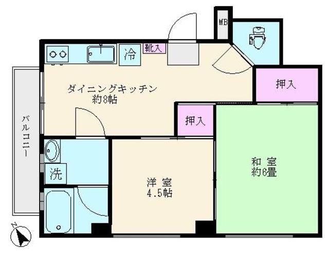 清水コーポ(2DK/3階)の間取り写真