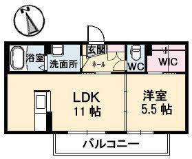 グレイスフル橘A棟(1LDK/3階)の間取り写真