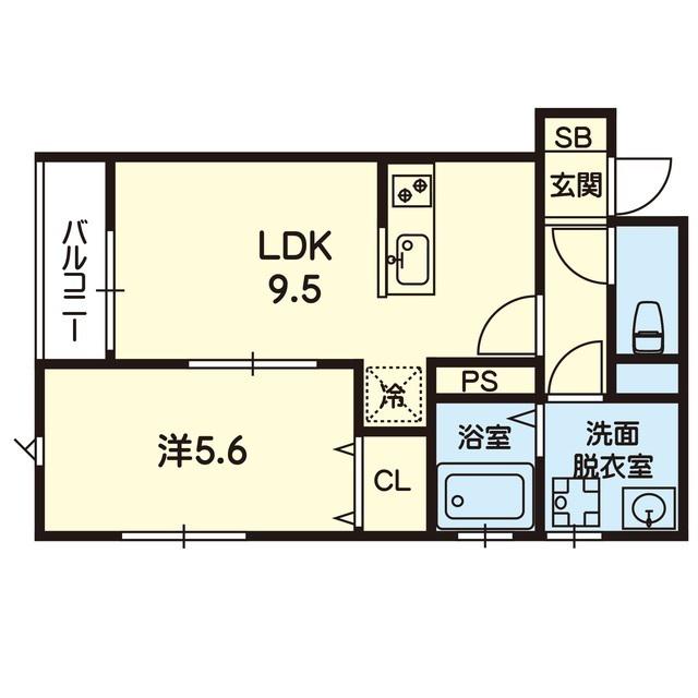 ESTASIA UTO B(1LDK/1階)の間取り写真