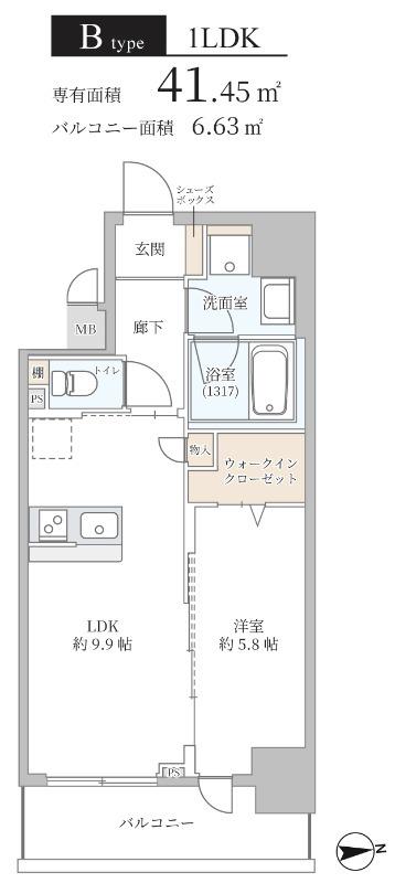 K-NEXT・南森町(1LDK/6階)の間取り写真