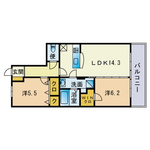 プレア愛宕(2LDK/5階)の間取り写真