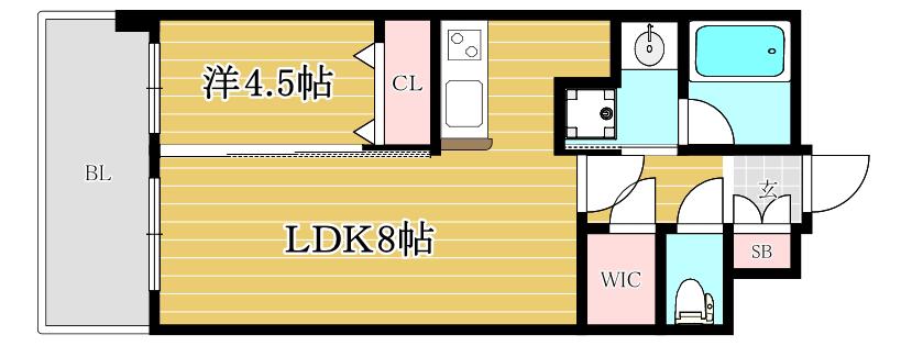 エンクレスト大博通APEX(1LDK/9階)の間取り写真