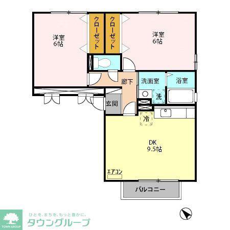 グランフェルム(2DK/3階)の間取り写真
