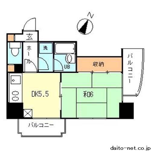 エクセル御代の台(1DK/7階)の間取り写真