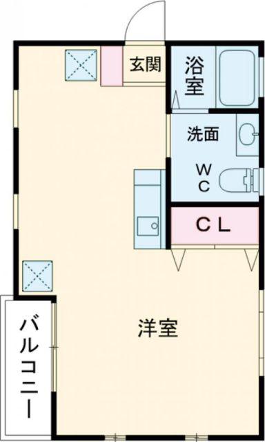 パインハースト(ワンルーム/2階)の間取り写真