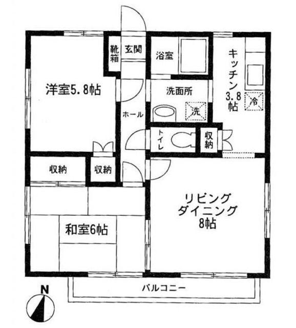 ドミール石神井(2LDK/1階)の間取り写真