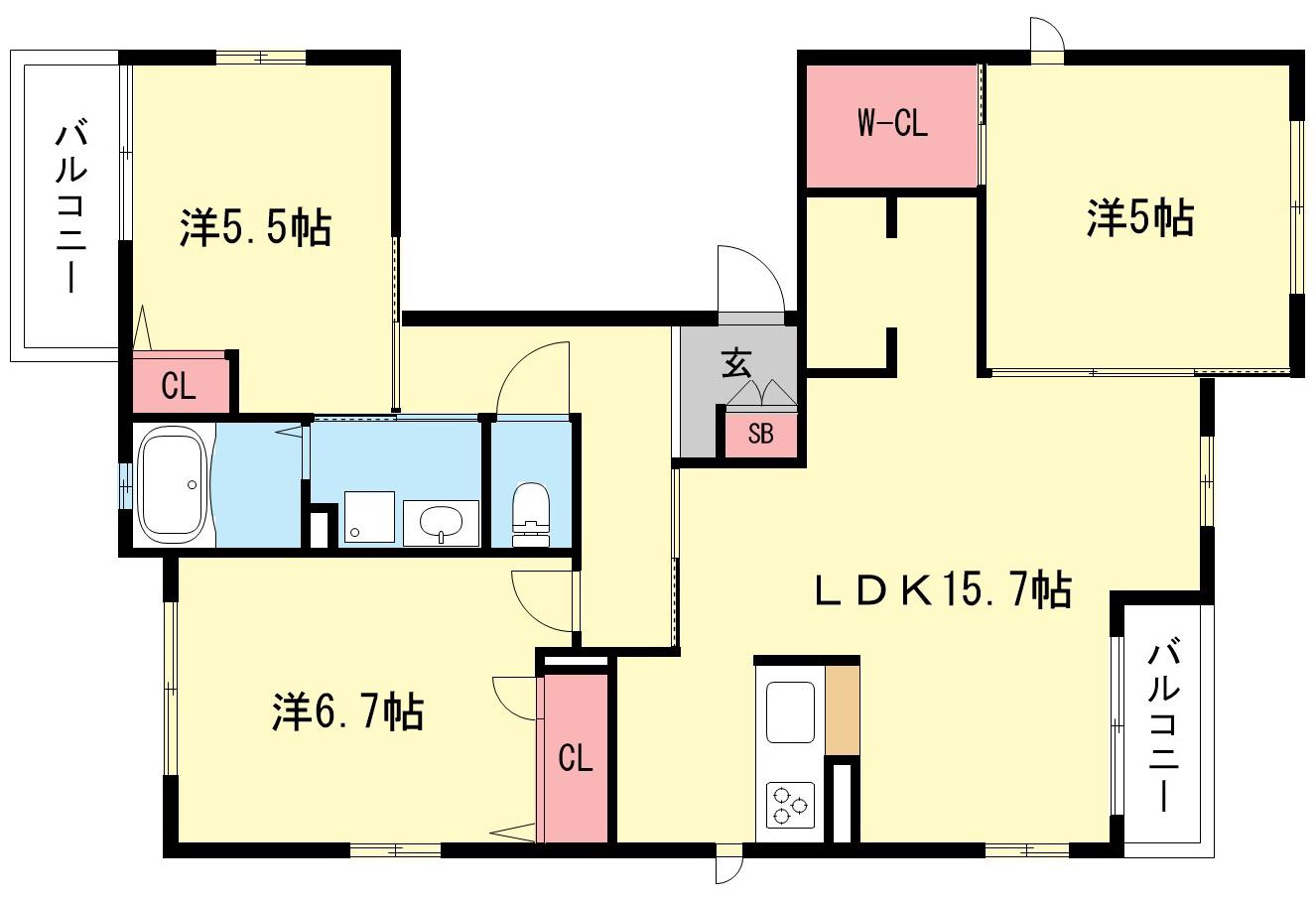 シャーメゾン セレッソカーサ(3LDK/3階)の間取り写真