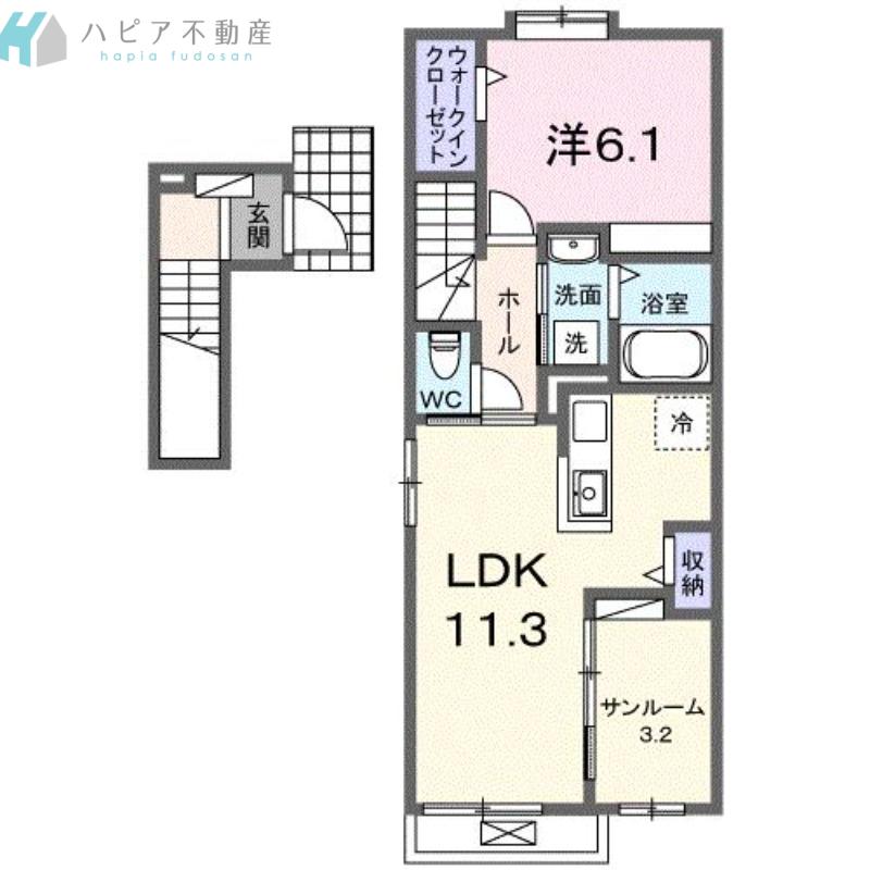 ブリーズガーデン II(1LDK/2階)の間取り写真