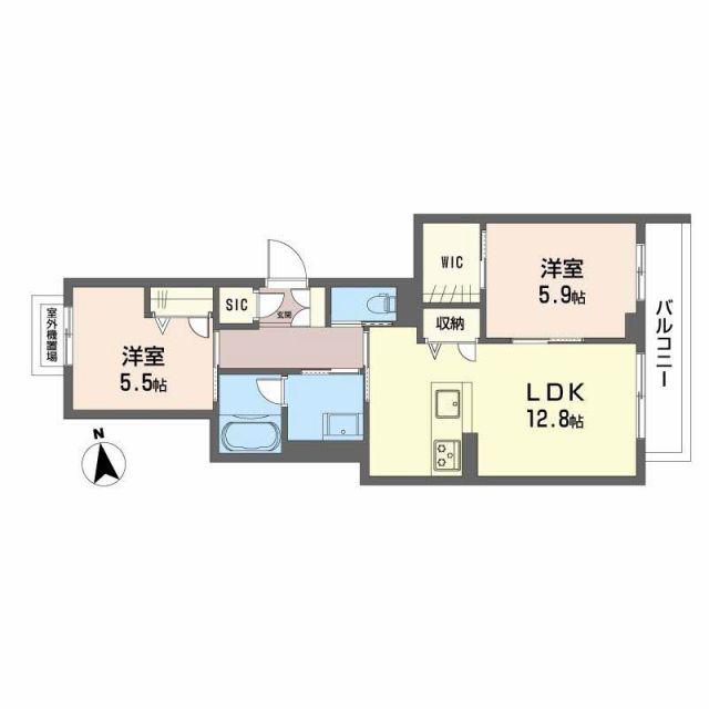 シャーメゾン上野(2LDK/3階)の間取り写真