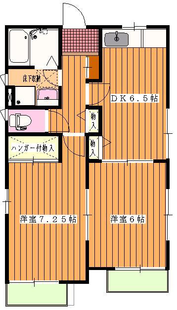 アザレア参番館(2DK/2階)の間取り写真