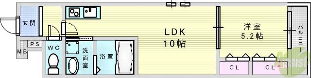 フジパレス阪急豊津駅南Ⅱ番館(1LDK/2階)の間取り写真