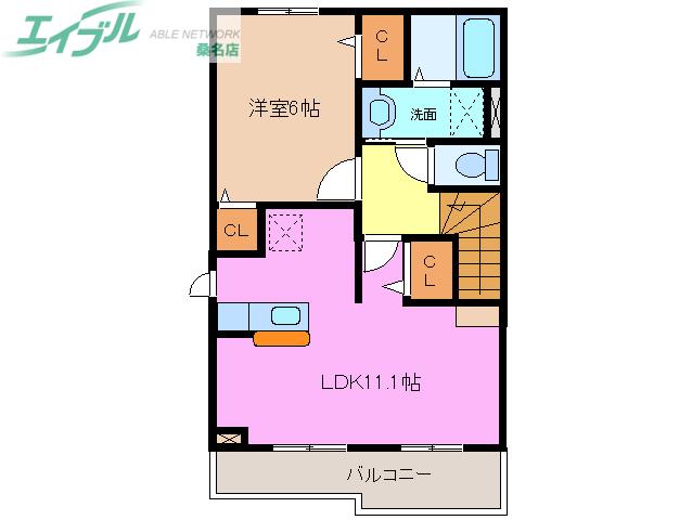 レジデンス ペオニア(1LDK/2階)の間取り写真