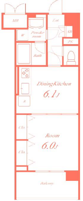 DEARS(1DK/5階)の間取り写真