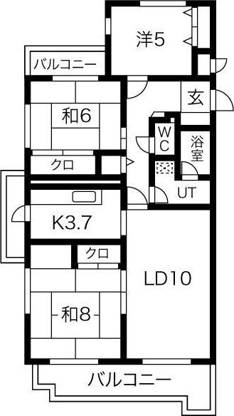 アビタシオンナルセ(3LDK/2階)の間取り写真