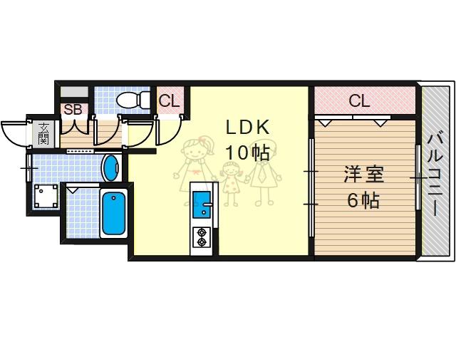 アドニス・アビコ(1LDK/1階)の間取り写真