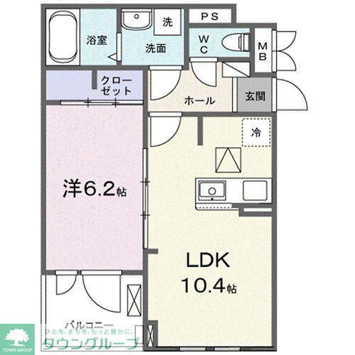 カーサ ビアンカ デュエ(1LDK/3階)の間取り写真