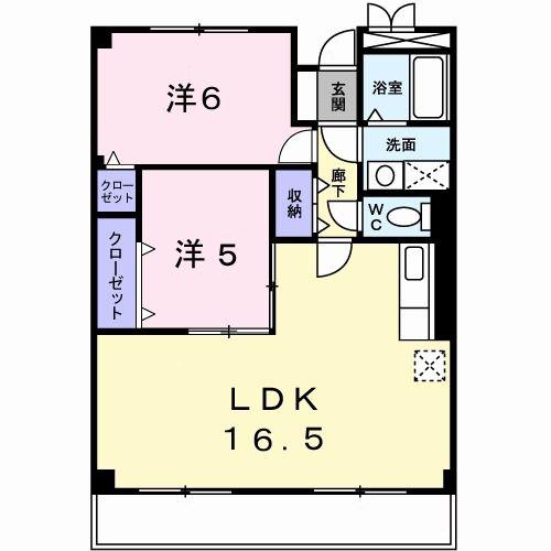 グランパスオーク(2LDK/3階)の間取り写真