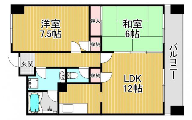 グランドールサンパティオ(2LDK/2階)の間取り写真