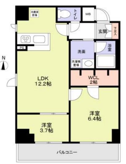 グランフォークス清澄白河(2LDK/3階)の間取り写真