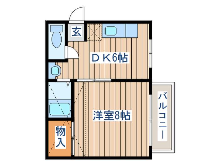 KDハイツ(1DK/1階)の間取り写真