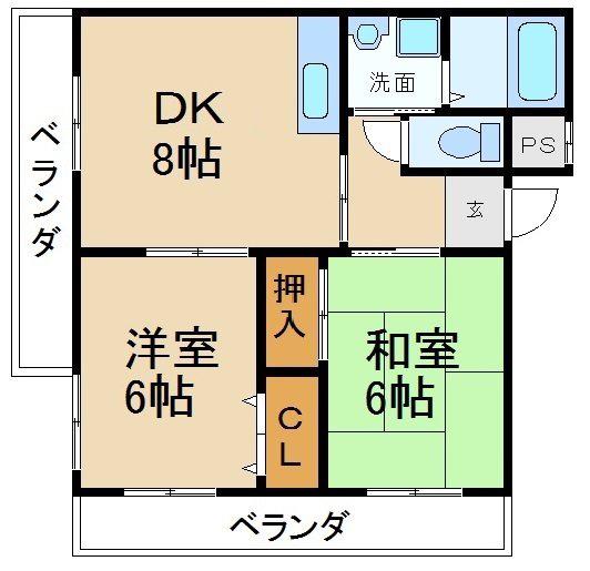レジデンスJOY松屋町(2DK/2階)の間取り写真