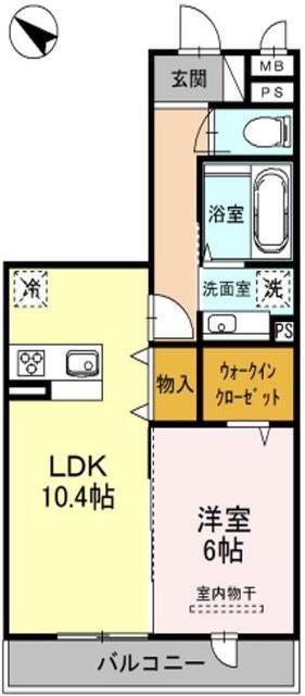 CRESCENTE経堂 壱番館(1LDK/2階)の間取り写真