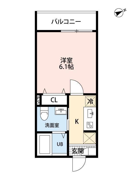 小平市学園西町アパート(1K/3階)の間取り写真