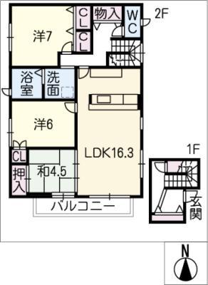 旭町7丁目H様(3LDK/2階)の間取り写真